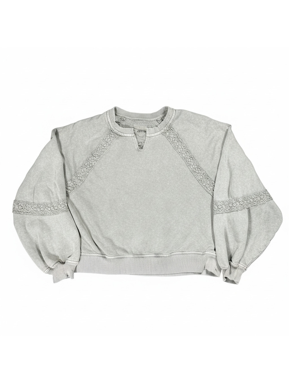 Aerie Women's Beige Cropped Sweatshirt with Lace Trim XS